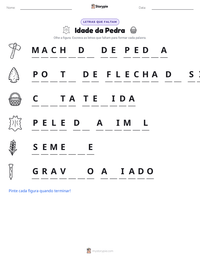 Prévia da folha de atividades imprimível Idade da Pedra