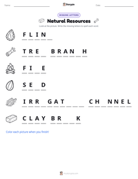 Natural Resources printable worksheet preview