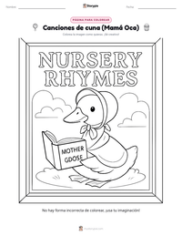 Página para colorear de Canciones de cuna (Mamá Oca) para niños