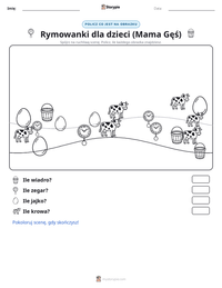 Podgląd drukowalnego arkusza ćwiczeń Rymowanki dla dzieci (Mama Gęś)