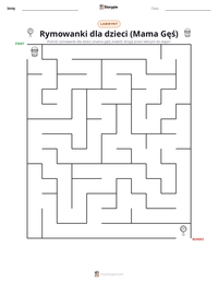 Podgląd drukowalnego arkusza ćwiczeń Rymowanki dla dzieci (Mama Gęś)