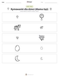 Podgląd drukowalnego arkusza ćwiczeń Rymowanki dla dzieci (Mama Gęś)