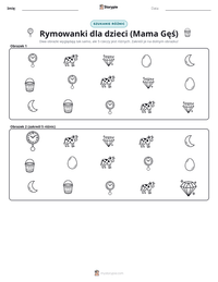 Podgląd drukowalnego arkusza ćwiczeń Rymowanki dla dzieci (Mama Gęś)