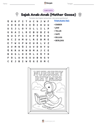 Prabaca lembar kerja cetak Sajak Anak-Anak (Mother Goose)