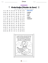 Kinderliedjes (Moeder de Gans) afdrukbare werkblad voorbeeld