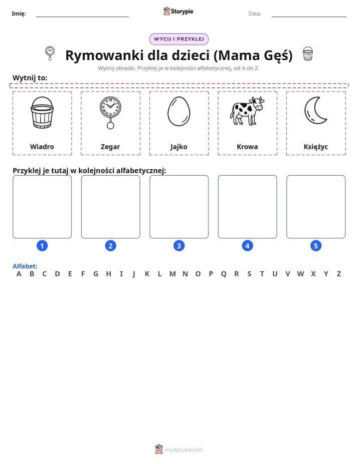 Wytnij i Wklej Alfabet