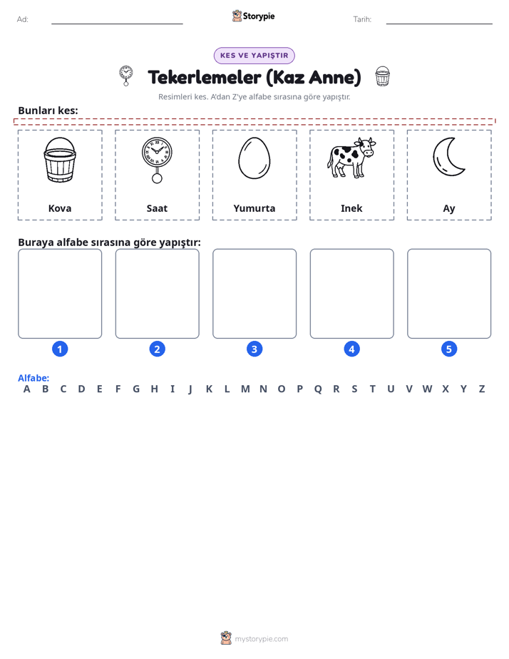 Kes & Yapıştır Alfabe