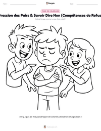 Aperçu de la feuille de travail imprimable Pression des Pairs & Savoir Dire Non (Compétences de Refus)