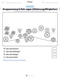 Gruppenzwang & Nein sagen (Ablehnungsfähigkeiten) druckbare Arbeitsblatt Vorschau