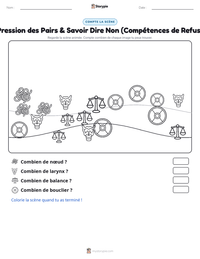 Aperçu de la feuille de travail imprimable Pression des Pairs & Savoir Dire Non (Compétences de Refus)