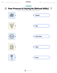 Peer Pressure & Saying No (Refusal Skills) printable worksheet for kids