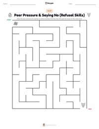 Peer Pressure & Saying No (Refusal Skills) printable worksheet preview
