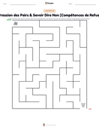 Aperçu de la feuille de travail imprimable Pression des Pairs & Savoir Dire Non (Compétences de Refus)