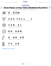 Akran Baskısı ve Hayır Deme (Reddetme Becerileri) yazdırılabilir çalışma sayfası önizlemesi