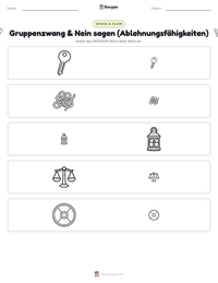 Gruppenzwang & Nein sagen (Ablehnungsfähigkeiten) druckbare Arbeitsblatt Vorschau
