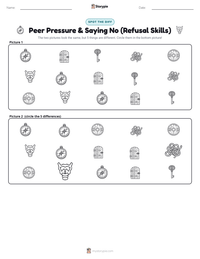 Peer Pressure & Saying No (Refusal Skills) printable worksheet preview