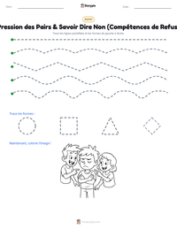 Aperçu de la feuille de travail imprimable Pression des Pairs & Savoir Dire Non (Compétences de Refus)