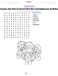 Aperçu de la feuille de travail imprimable Pression des Pairs & Savoir Dire Non (Compétences de Refus)