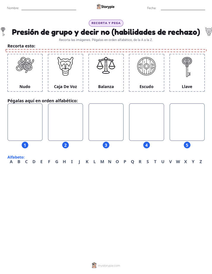 Cortar y Pegar el Alfabeto