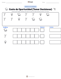 Vista previa de la hoja de trabajo imprimible de Costo de Oportunidad (Tomar Decisiones)