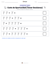 Vista previa de la hoja de trabajo imprimible de Costo de Oportunidad (Tomar Decisiones)