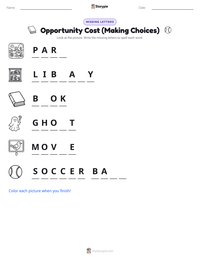 Opportunity Cost (Making Choices) printable worksheet preview