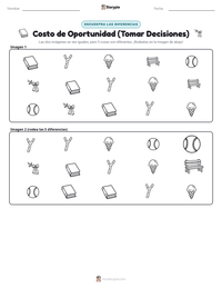 Vista previa de la hoja de trabajo imprimible de Costo de Oportunidad (Tomar Decisiones)