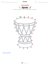 Vista previa de la hoja de trabajo imprimible de Djembe