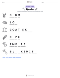 Djembe printable worksheet preview