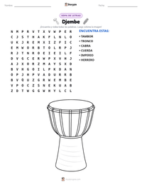Vista previa de la hoja de trabajo imprimible de Djembe