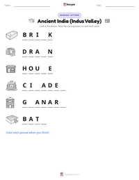 Ancient India (Indus Valley) printable worksheet preview