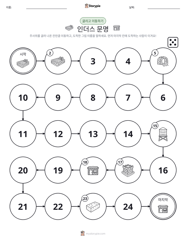 주사위 굴리고 이동하기 게임