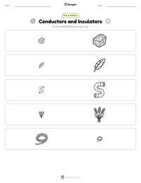 Conductors and Insulators printable worksheet preview
