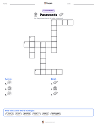 Passwords printable worksheet preview