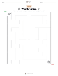 Wachtwoorden afdrukbare werkblad voorbeeld