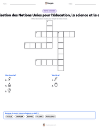 Aperçu de la feuille de travail imprimable Organisation des Nations Unies pour l'éducation, la science et la culture