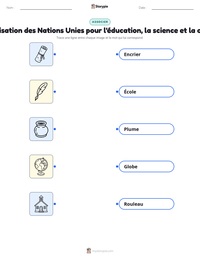Aperçu de la feuille de travail imprimable Organisation des Nations Unies pour l'éducation, la science et la culture