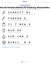 Organisation der Vereinten Nationen für Erziehung, Wissenschaft und Kultur druckbare Arbeitsblatt Vorschau