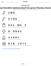 Podgląd drukowalnego arkusza ćwiczeń Organizacja Narodów Zjednoczonych do spraw Oświaty, Nauki i Kultury