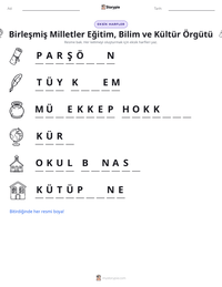 Birleşmiş Milletler Eğitim, Bilim ve Kültür Örgütü yazdırılabilir çalışma sayfası önizlemesi