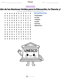 Vista previa de la hoja de trabajo imprimible de Organización de las Naciones Unidas para la Educación, la Ciencia y la Cultura