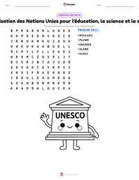 Aperçu de la feuille de travail imprimable Organisation des Nations Unies pour l'éducation, la science et la culture