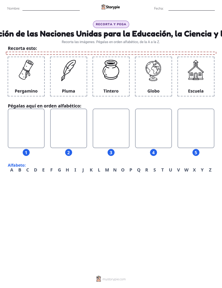 Cortar y Pegar el Alfabeto
