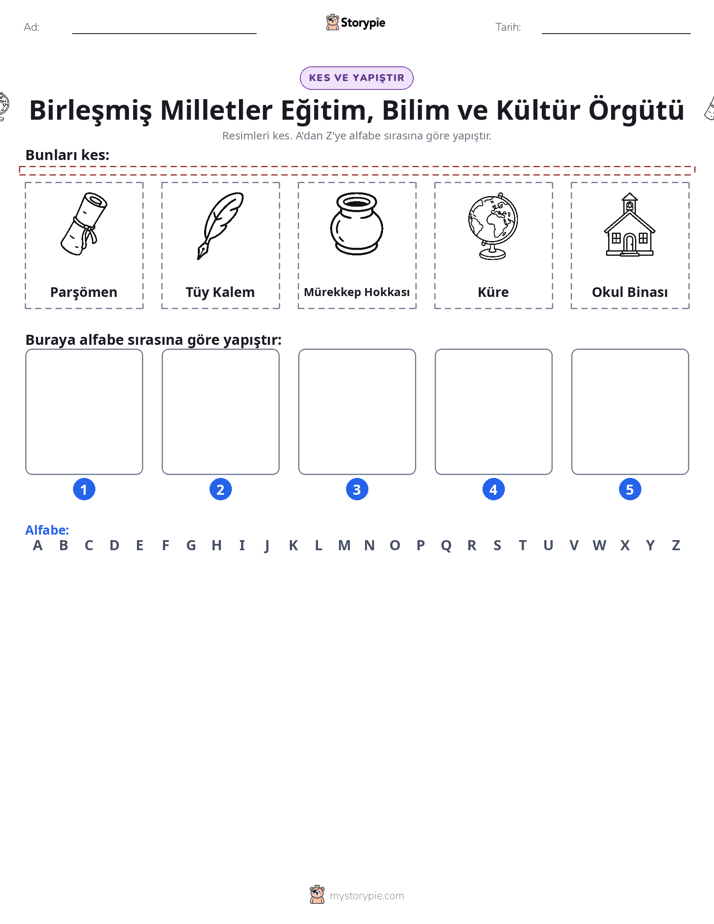 Kes & Yapıştır Alfabe