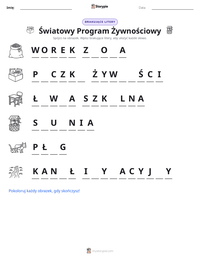 Podgląd drukowalnego arkusza ćwiczeń Światowy Program Żywnościowy