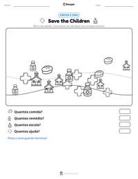 Prévia da folha de atividades imprimível Save the Children