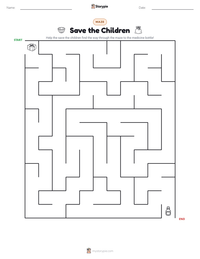 Save the Children printable worksheet preview