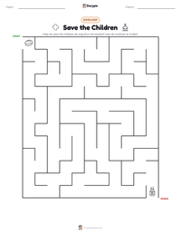 Save the Children afdrukbare werkblad voorbeeld