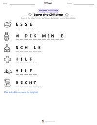 Save the Children druckbare Arbeitsblatt Vorschau