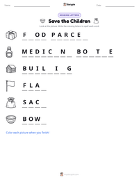 Save the Children printable worksheet preview